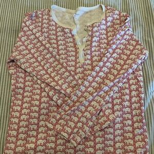 Roller Rabbit Pink and White Elephant Print Top